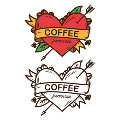 coffee forever love hand drawn poster. vector vintage illustration.