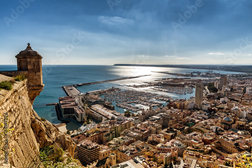 Aerial view of Alicante, Southern Spain, as seen from historic Santa Barbara Cas Fototapeta