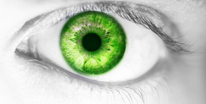 Fototapete - beautiful human eye, macro, close up  blue, yellow, brown, green