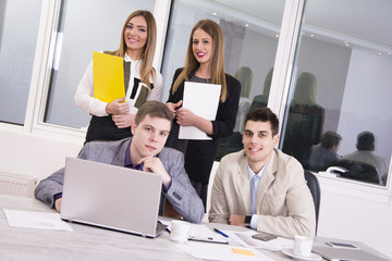 Wall Mural - Business colleagues in conference meeting room during the presentation.