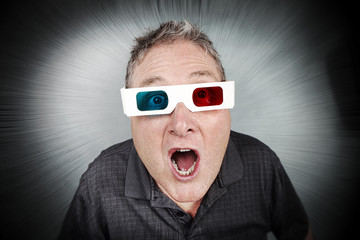 Surprised man wearing 3d glasses