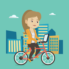 Sticker - Woman riding bicycle in the city