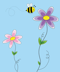 Wall Mural - Flowers with Bee