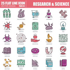 Poster - Line research and science icons