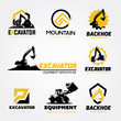 logo collection set of Backhoe excavator equipment service template.