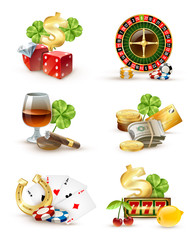 Poster - Casino Symbols Attributes 6 Icons Set 