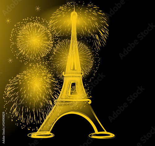 Tour Eiffel Paris France Feu D Artifice Or Stock Vector Adobe Stock Tour Eiffel Paris France Feu D Artifice Or Stock Vector Adobe Stock