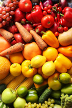 Ripe And Tasty Fruits And Vegetables Background