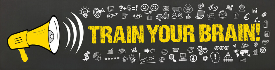 Poster - Train Your Brain! / Megafon mit Symbole