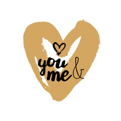 Wall Mural - You and Me with golden heart