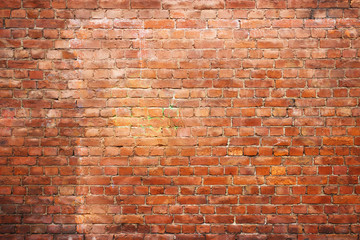 Wall Mural - texture vintage brick wall, background red stone urban surface