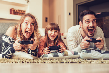 Sticker - Loving family playing video game