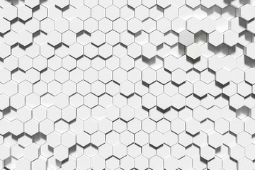 Aufkleber - White geometric hexagonal abstract for design background. 3D rendering