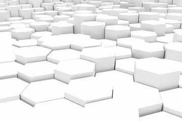 Aufkleber - White geometric hexagonal abstract for design background. 3D rendering