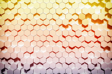 Aufkleber - Gold yellow geometric hexagonal abstract for design background. 3D rendering
