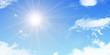 © PixlMakr - Sunny background, blue sky with white clouds and sun