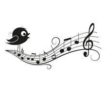 Musical Notes With Bird