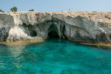 Fototapeta Do akwarium - Sea caves near Cape Greko. Mediterranean Sea,Cyprus