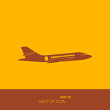 flying plane icon in flat style. The icons on the theme of logistics and transportation.o. Vector illustration EPS 10.