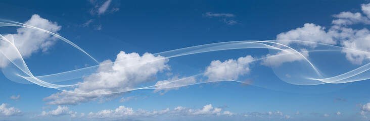 Canvas Print - clear sky panorame with clouds and cloth