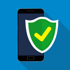 Wall Mural - mobile security app on smartphone. vector illustration. flat design.