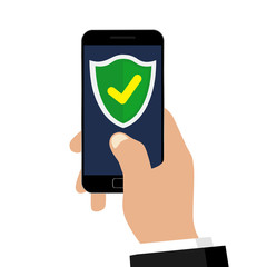 Wall Mural - mobile security app on smartphone isolated on white background. vector illustration. flat design.