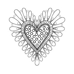 Wall Mural - Floral doodles heart in zentangle ornamental style. Vector frame