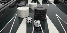 Black And White Backgammon Board. 3d Illustration