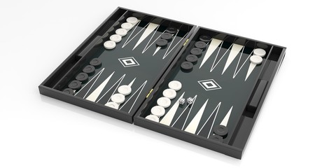 Wall Mural - Black and white backgammon board. 3d illustration