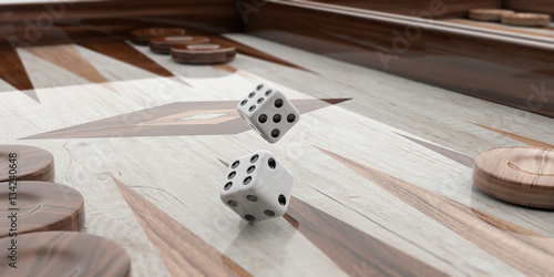 Fotografía Wooden backgammon board. 3d illustration