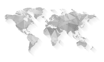 Vector map of world with trendy triangles design