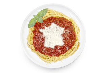 Dish of pasta with parmesan cheese shaped as France.(series)