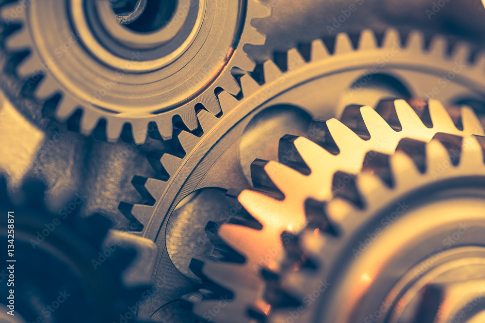 engine gears wheels, closeup view Stock Photo | Adobe Stock