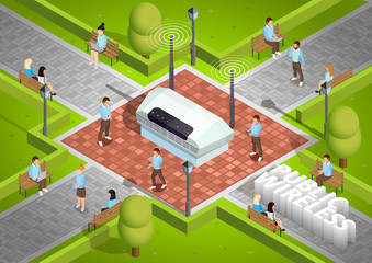 Poster - Public Wireless Technology Outdoor Isometric Poster