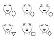 Set of six human face types