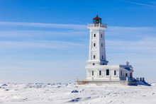Lighthouse In The Winter At Point Abino, Crystal Beach, Ontario, Canada