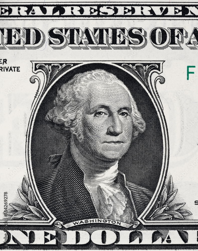 US president George Washington portrait on the USA one dollar bill close  up, 1 usd, United States of America money closeup 스톡 사진 | Adobe Stock