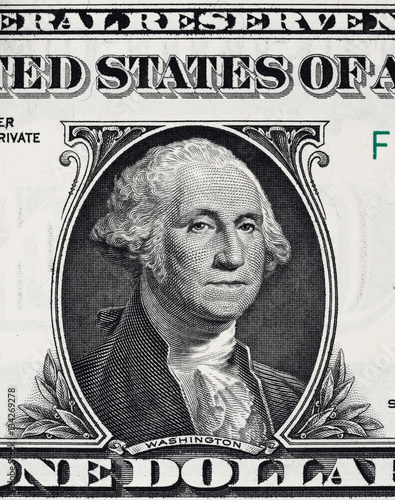 Us President George Washington Portrait On The Usa One Dollar Bill
