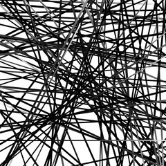 Aufkleber - Random irregular lines artistic pattern. Geometric monochrome te