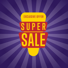 Canvas Print - super sale discount sticker isolated vector illustration. exclusive offer tag, price discount promo,