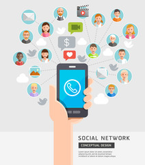Wall Mural - social network conceptual flat style. vector illustration.