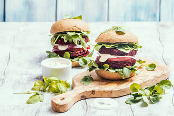 Vegetarian burger made of beetroot