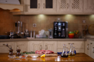 Steak cooking in the kitchen