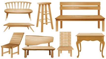 Wall Mural - different designs of wooden chairs