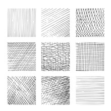 Hatching Textures, Cross Lines, Canvas Pattern Background Vector Set