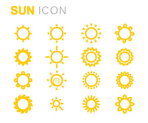 Wall Mural - Vector yellow sun icons set