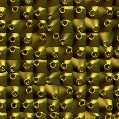 Wall Mural - seamless array made of golden objects with opening in different directions (3d illustration)