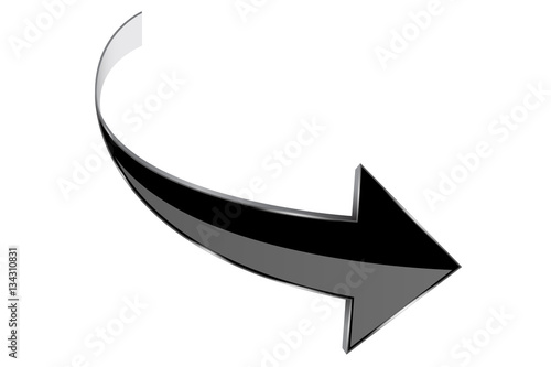 Black arrow. Curved 3d shiny icon Stock Vector | Adobe Stock