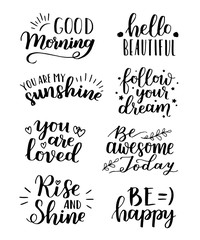 Wall Mural - Lettering vector set. Motivational quote. Sweet cute inspiration typography. Calligraphy postcard poster graphic design element. Hand written sign.