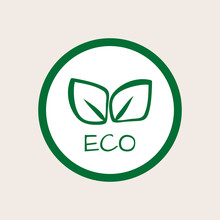 Round Logo. The Outline Of The Green Leaves. Text ECO.